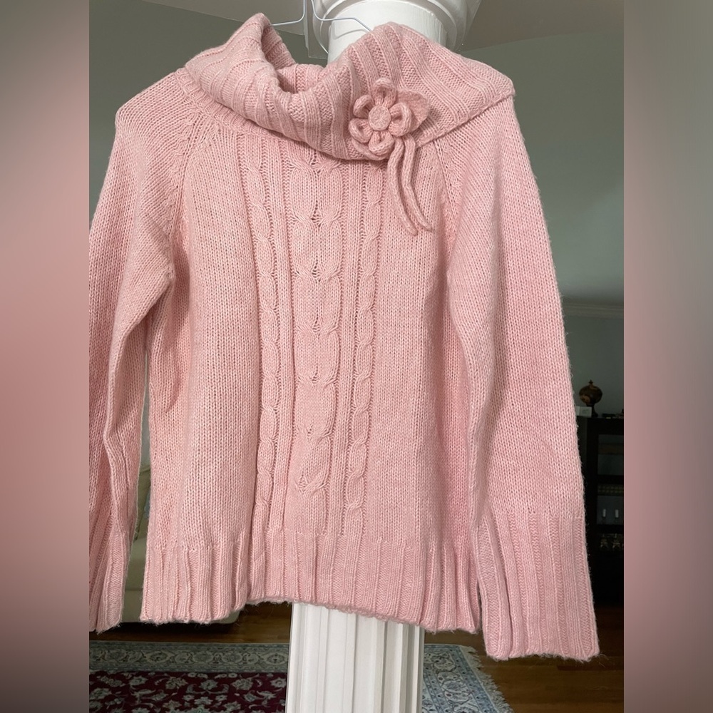 Northern Isles women’s Cowl neck pink chunky, soft kin sweater size large.
